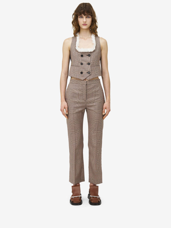 ALEXANDER MCQUEEN - Heitage Check Kickback Trousers - Item 830047QJAE69196